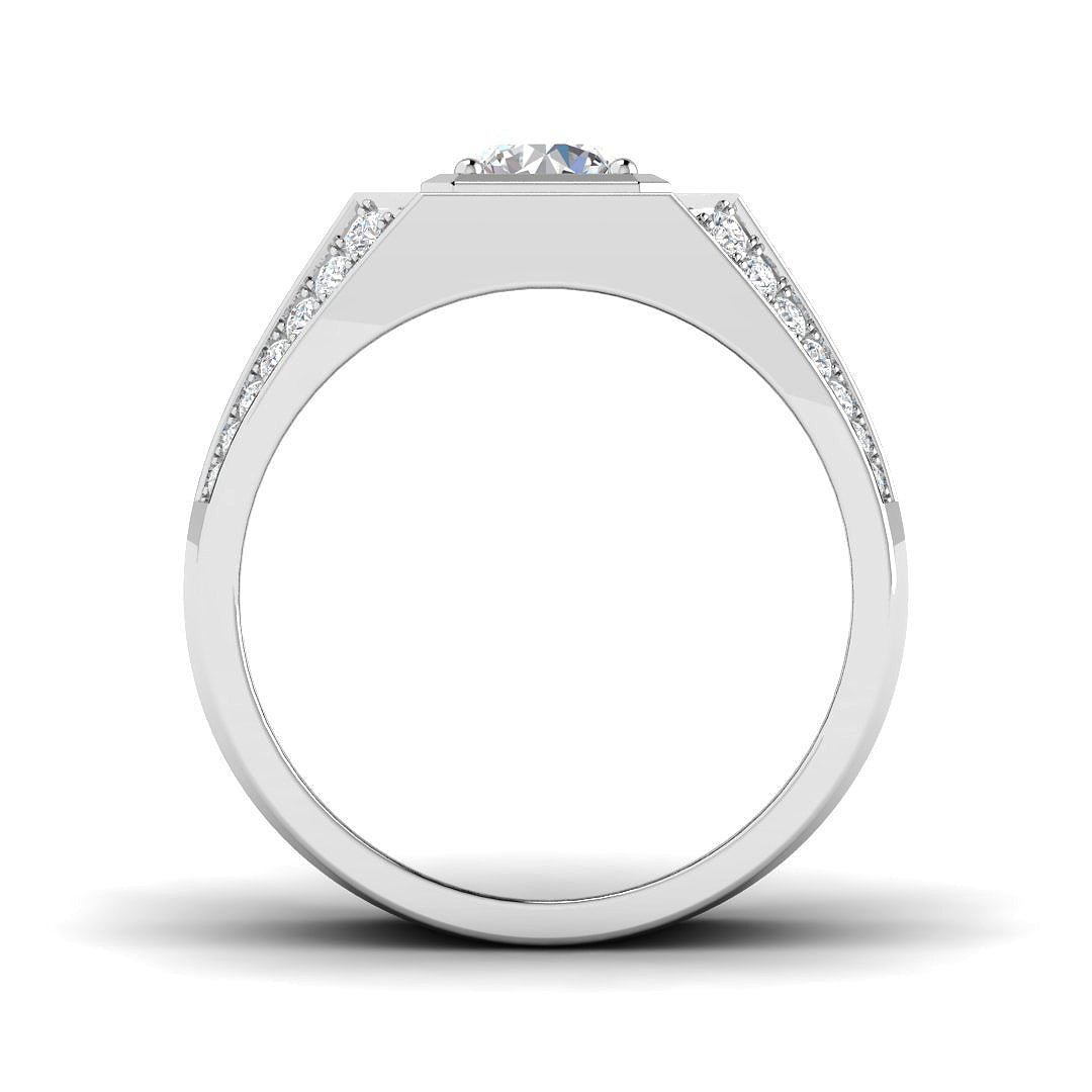 Classic yet modern men’s diamond halo ring