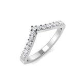 Diamond ring with a V-shaped design on a white background