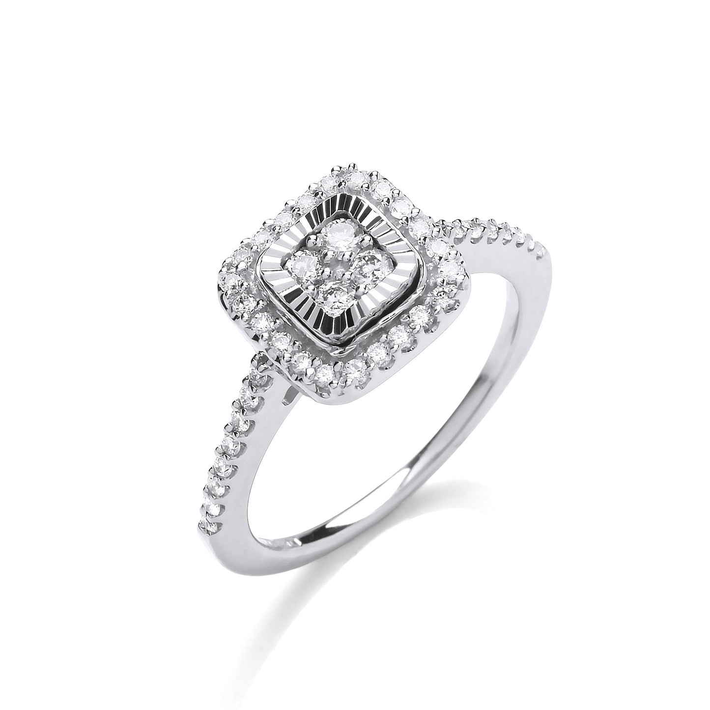 0.40ct Diamond Cluster Halo Ring in White Gold