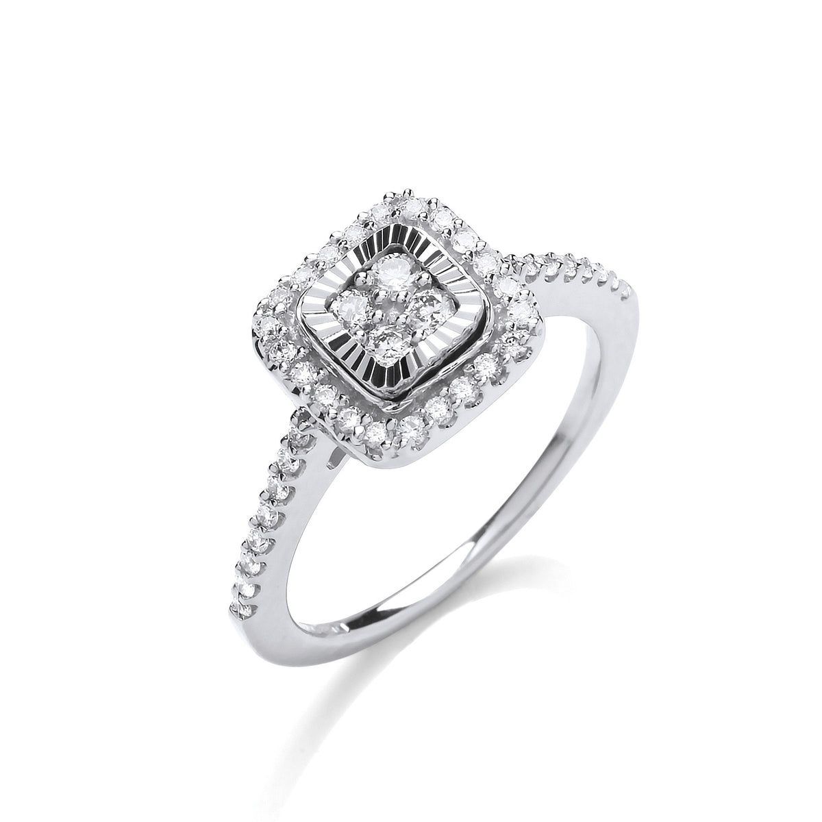0.25ct Round Diamond Cluster Halo Ring in White Gold