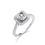 0.25ct Round Diamond Cluster Halo Ring in White Gold