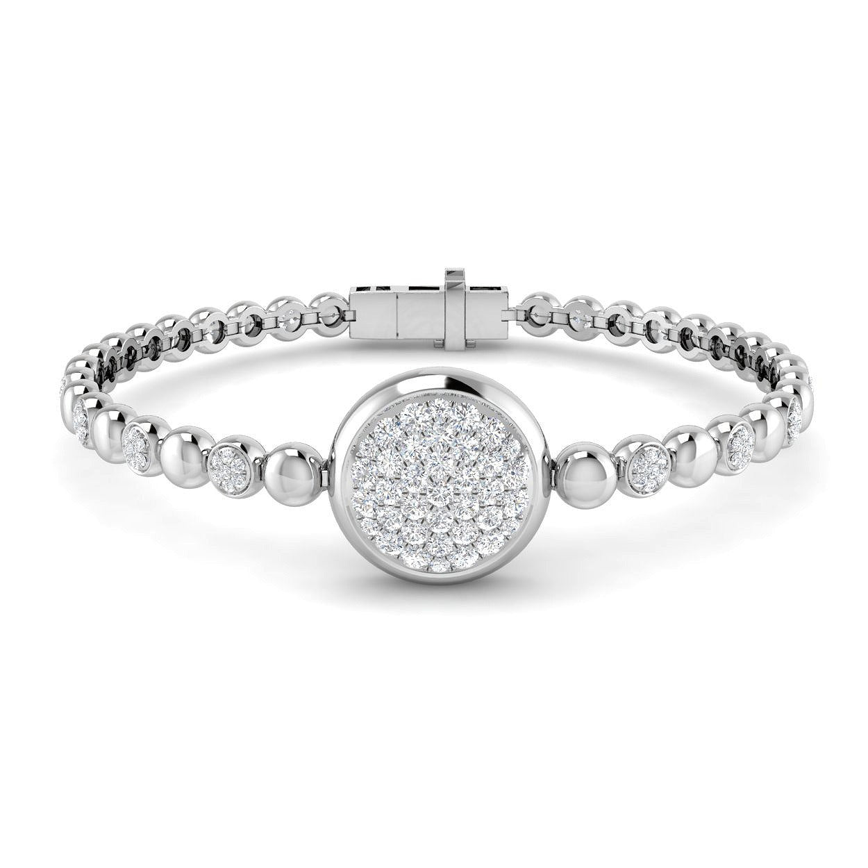 Cluster Diamond Gold Bracelet, Fancy Lab Diamond Bracelet, Round Cut Cluster Bracelet