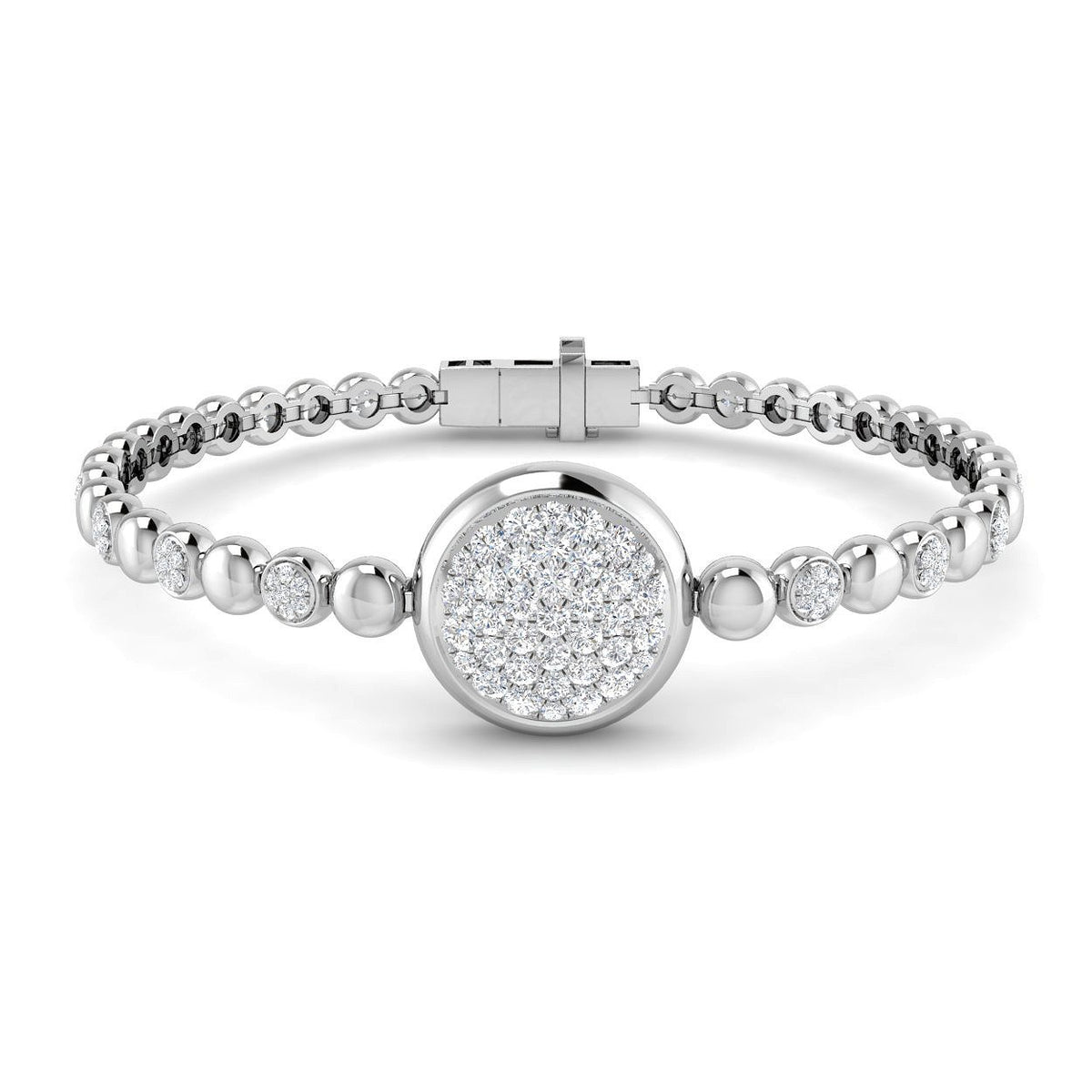 Cluster Diamond Gold Bracelet, Fancy Lab Diamond Bracelet, Round Cut Cluster Bracelet