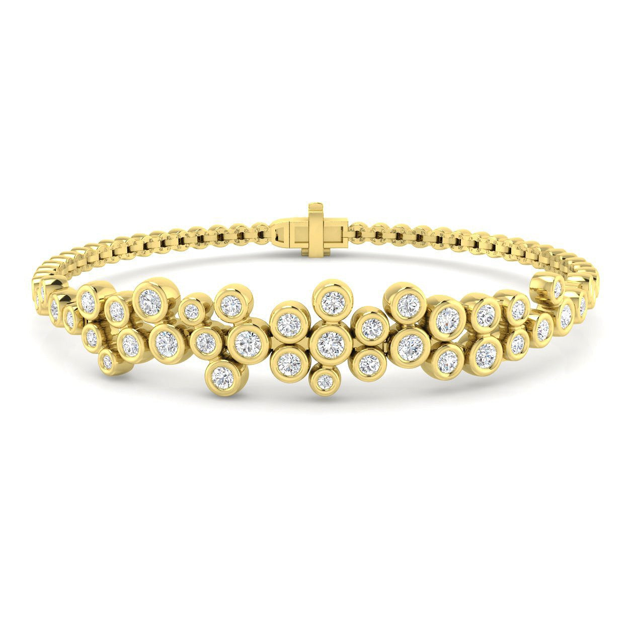 Lab Diamond Bubble Bracelet. 
9K Gold Cluster Bracelet