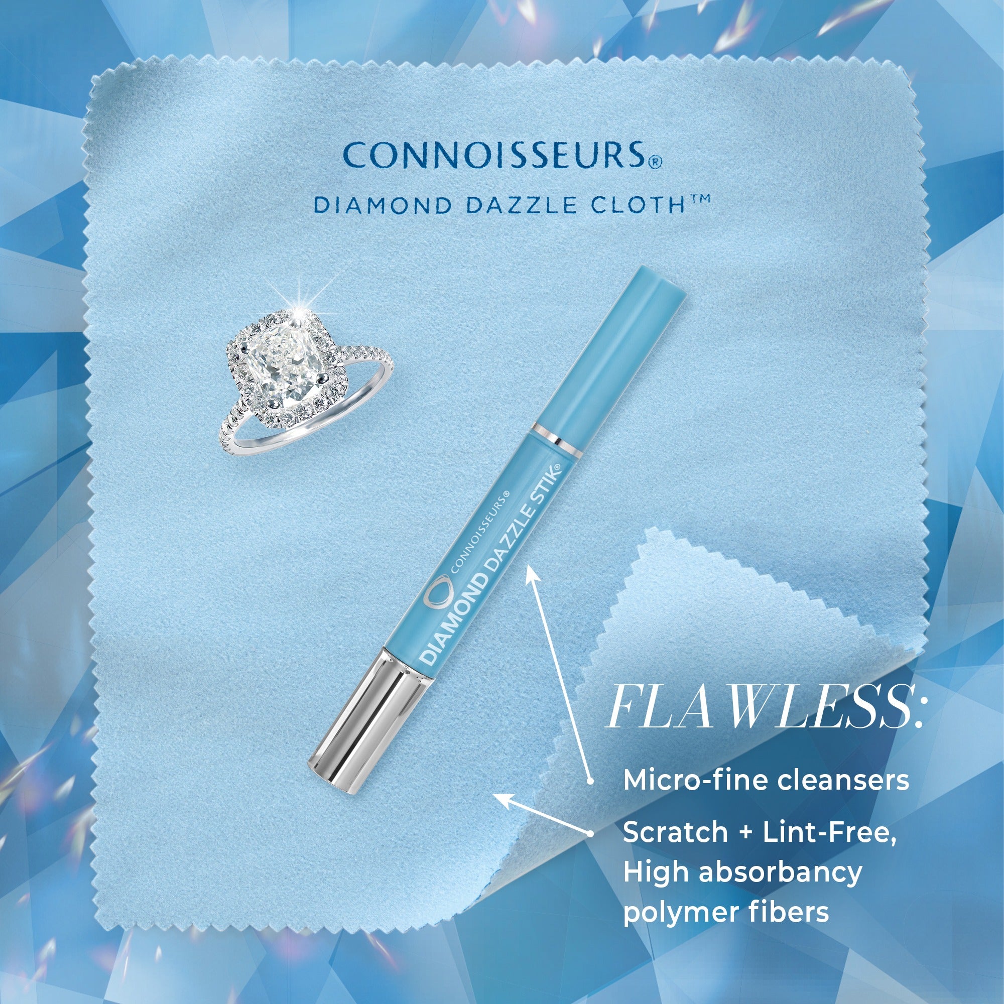 Compact diamond cleaner stick for jewellery care