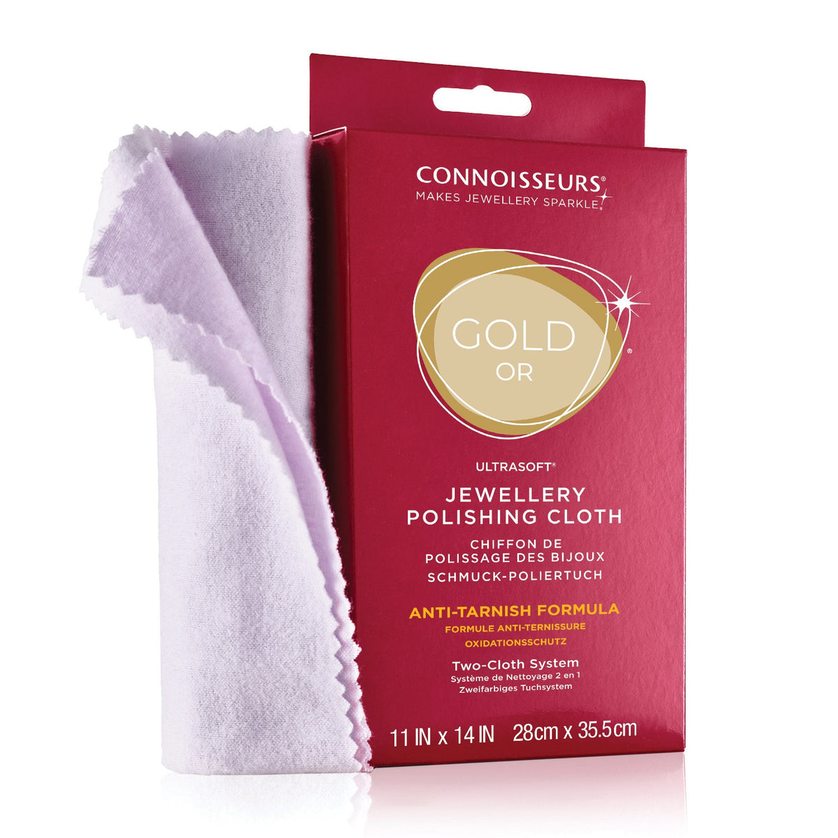 Connoisseurs Gold Jewellery Polishing Cloth – Ultra-Soft Anti-Tarnish Cleaning Cloth for Gold & Watches