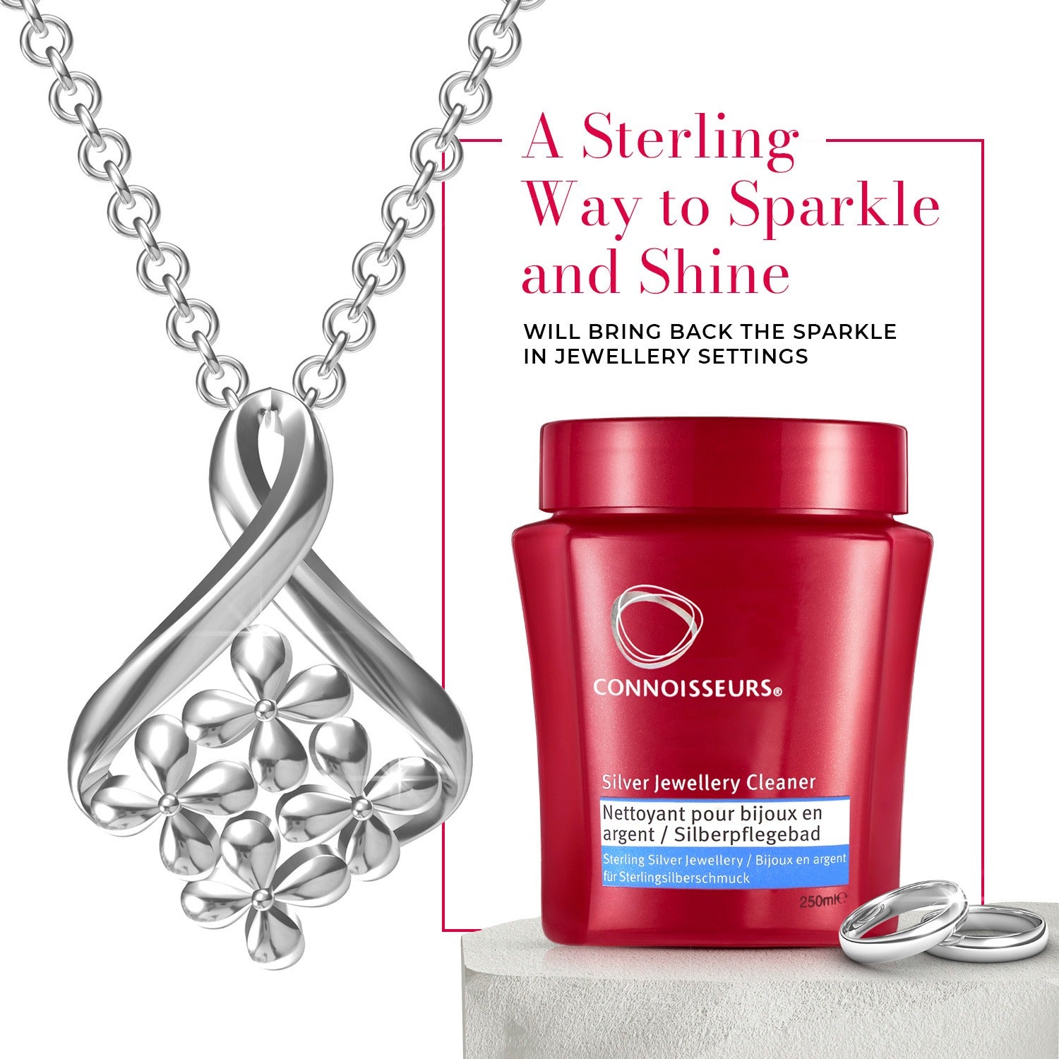 Connoisseurs® Sterling Silber Schmuckreiniger – Professioneller Glanz &amp; Pflege (250 ml)