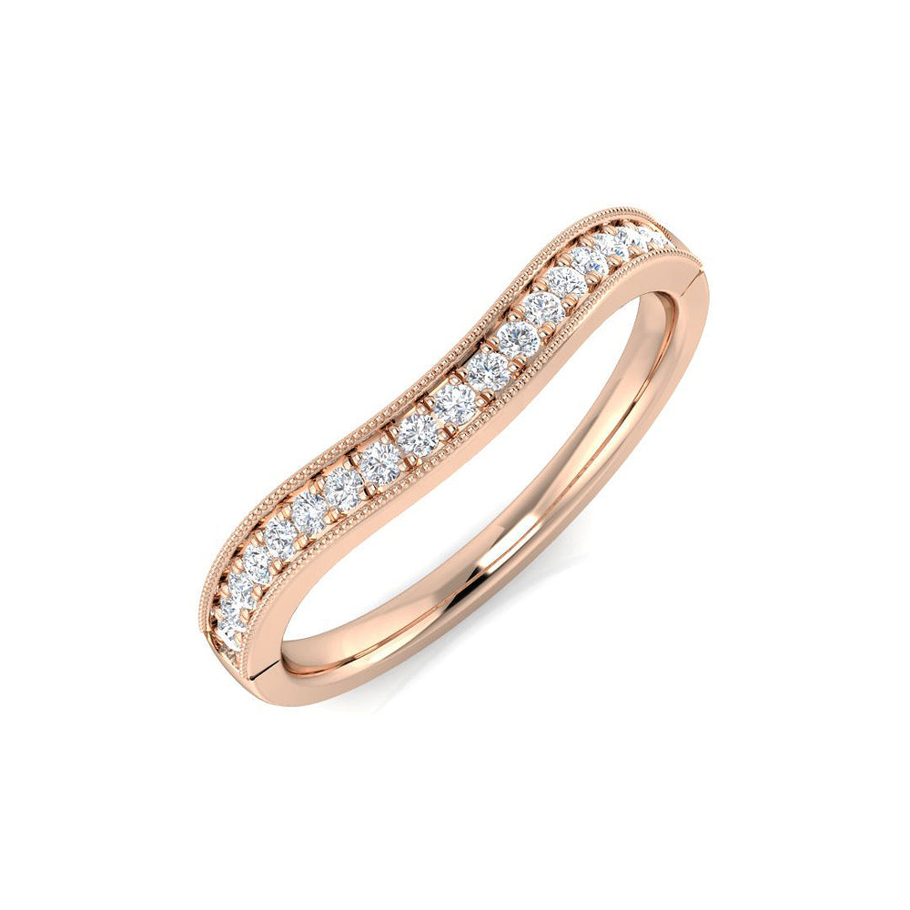 Curved diamond bridal ring with beaded edge detail