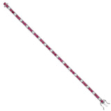 Prong Set Ruby Gemstones & Natural Diamonds Tennis Bracelet in 18K White Gold