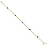 9K Yellow Gold Sapphire Gemstone Bracelet in Natural Diamond with Box Clasp