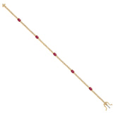 9K Yellow Gold Ruby Gemstone Bracelet in Natural Diamond with Box Clasp
