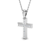 9ct White Gold 0.14ct Natural Diamond Cross Pendant