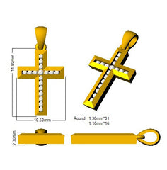 9ct White Gold 0.14ct Natural Diamond Cross Pendant
