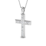 9ct White Gold 0.54ct Natural Diamond Cross Pendant