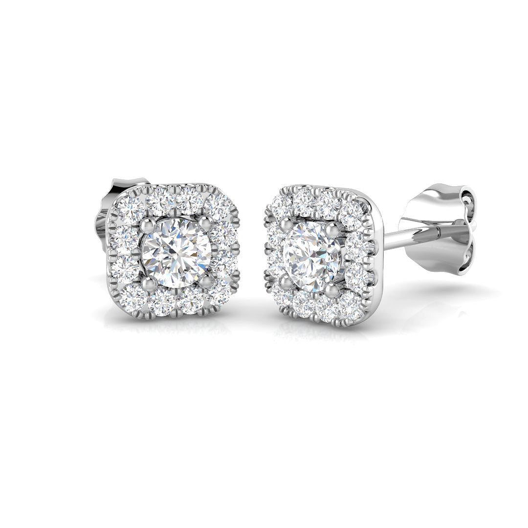 Halo Stud Earrings - 0.50 Carat Dayny Cushion Square
