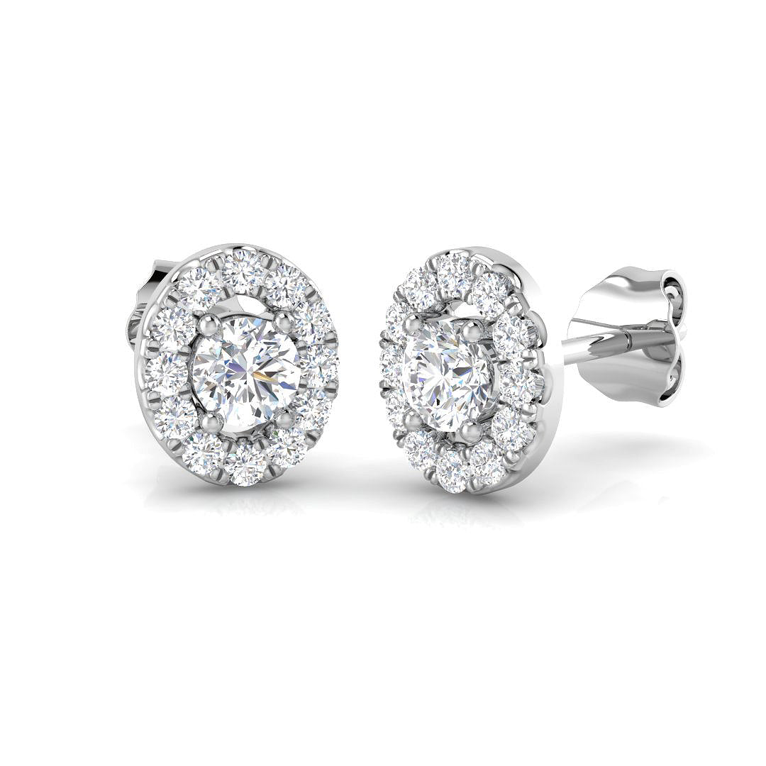 Halo Stud Earrings - 0.50 Carat Darny Luxury White Gold