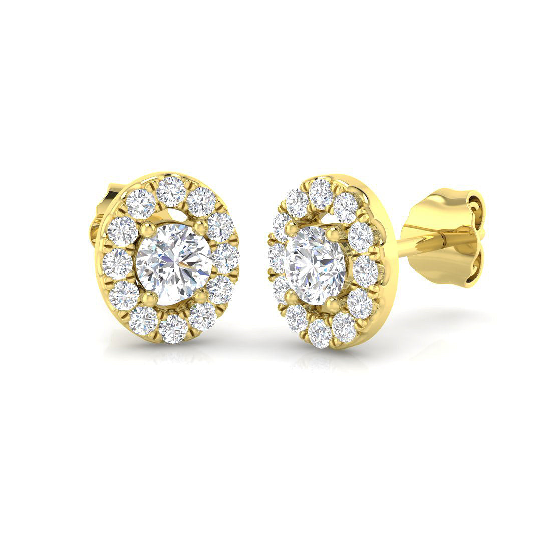 Halo Stud Earrings - 0.50 Carat Darny Luxury White Gold