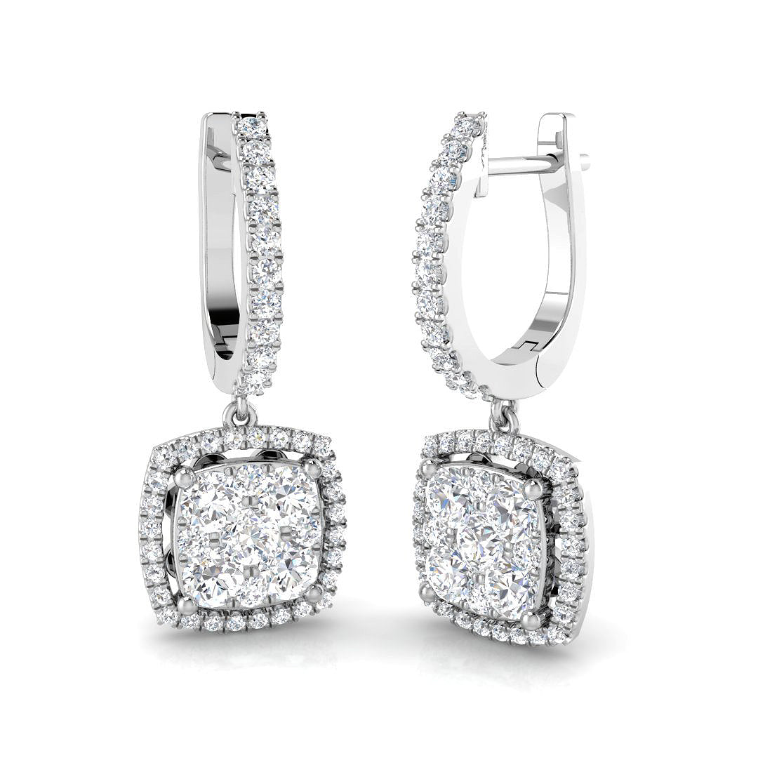 Daymy 1.25ct Gold Drop & Trilogy Diamond Earrings – Luxury Jewelry Elegance