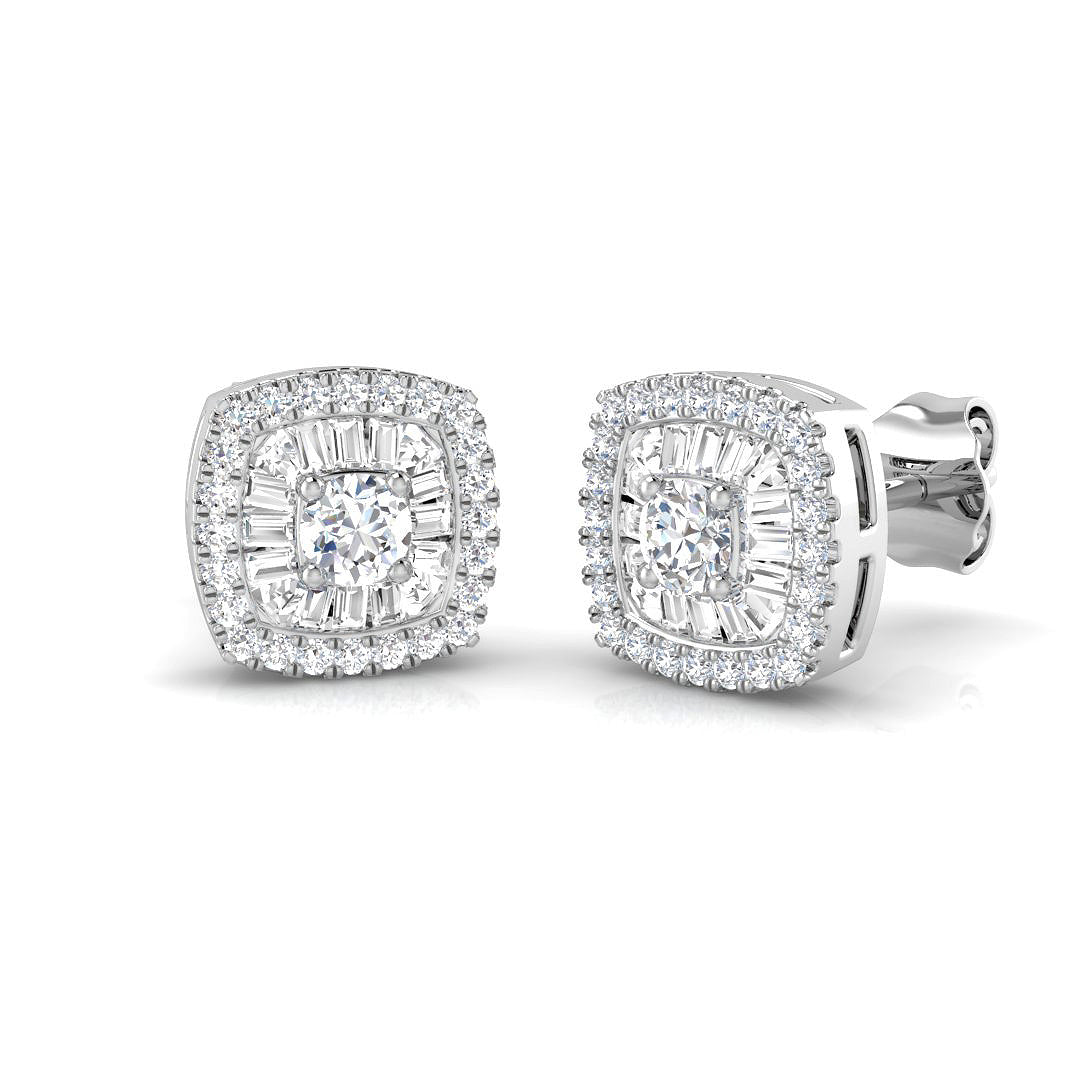 0.5ct Gold Baguette and Brilliant Diamond Earrings