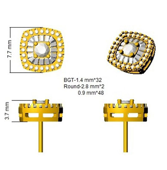 Daisy Diamond Earrings - Baguette & Brilliant Gold Luxury Jewelry 0.5ct