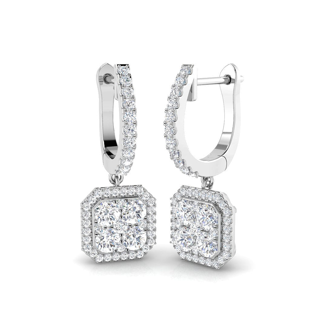 "Engxy 1ct Gold Drop & Trilogy Diamond Earrings – Luxurious Elegance"