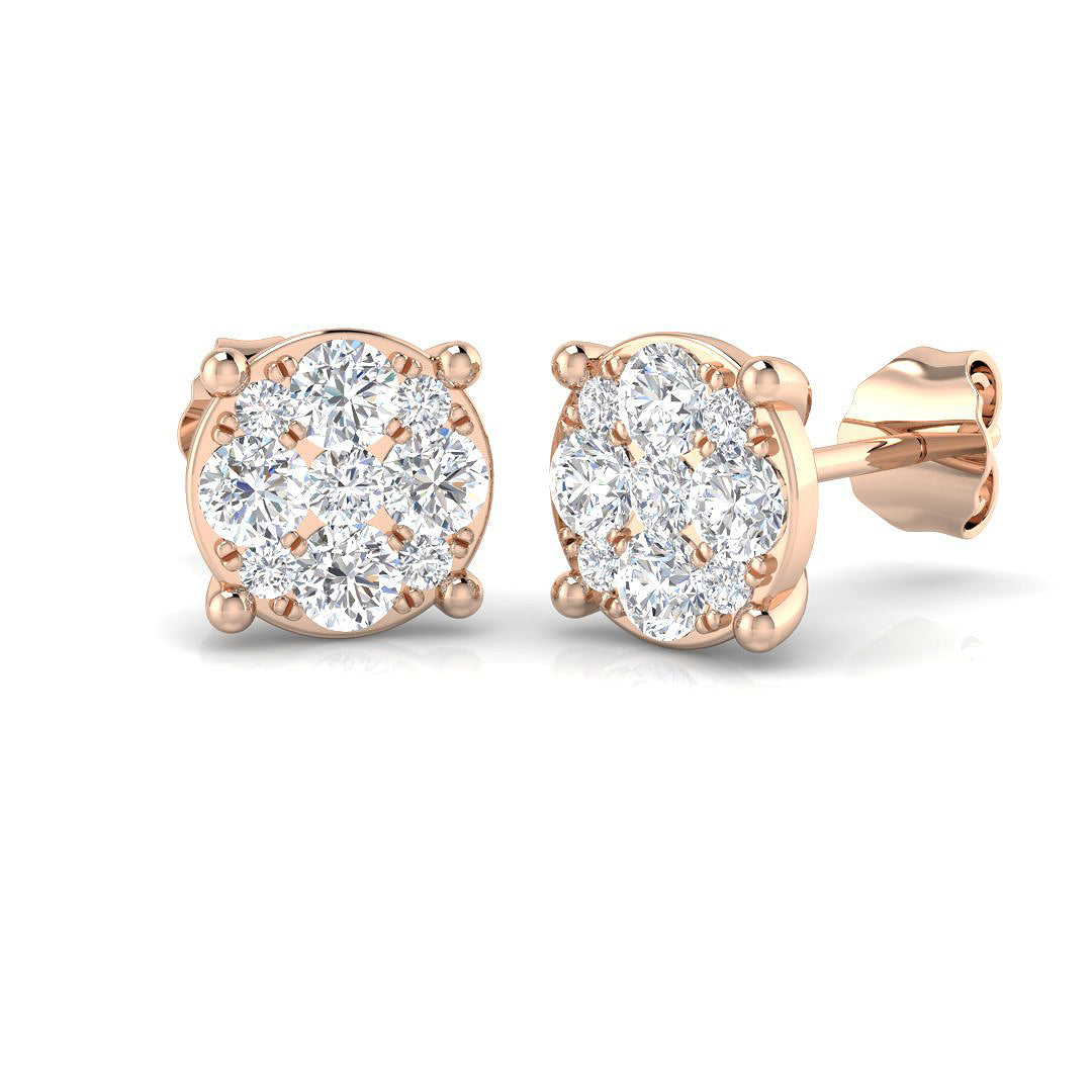 Tumsy 0.5ct Gold Cluster Diamond Earrings - Elegant Luxury Jewelry