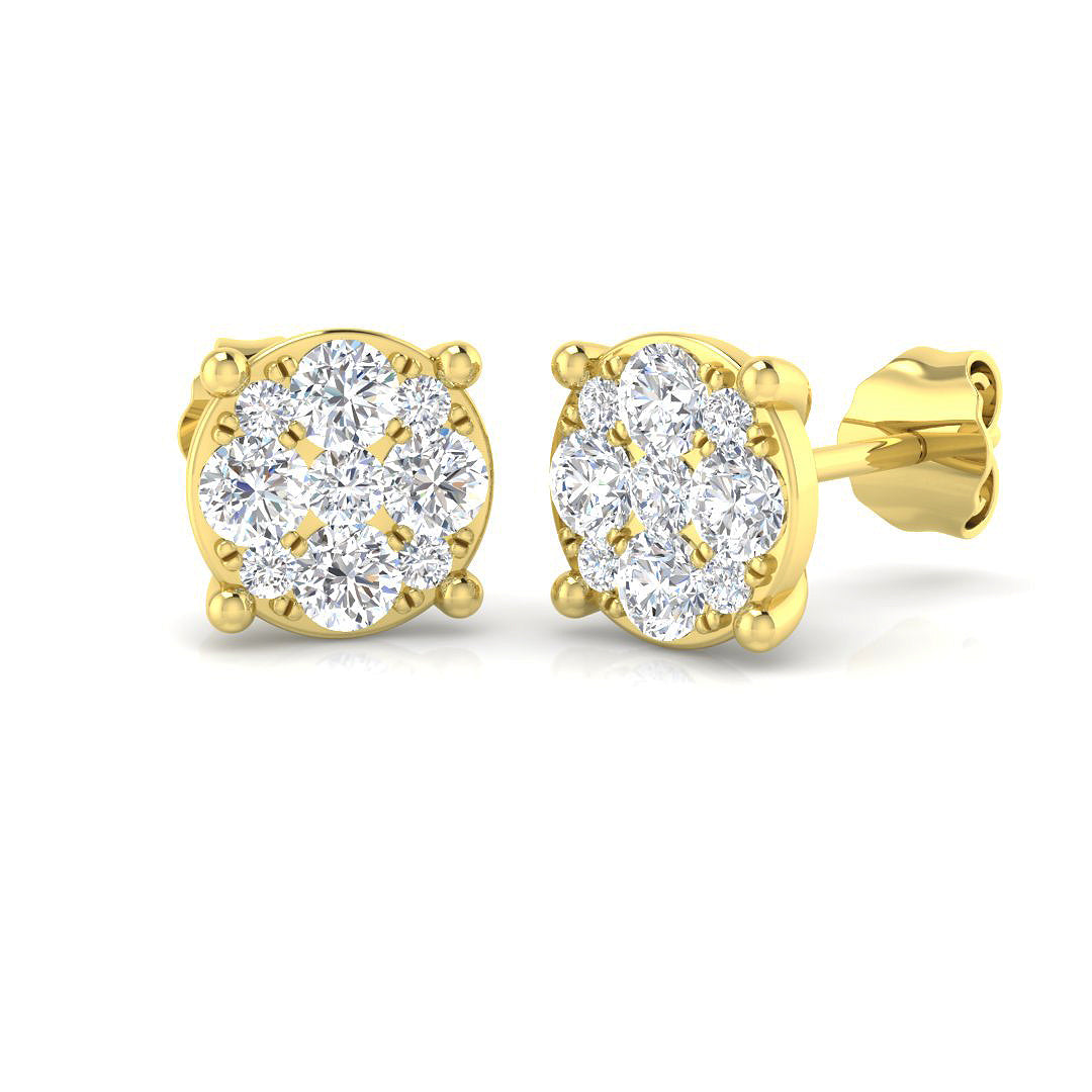 Tumsy 0.5ct Gold Cluster Diamond Earrings - Elegant Luxury Jewelry