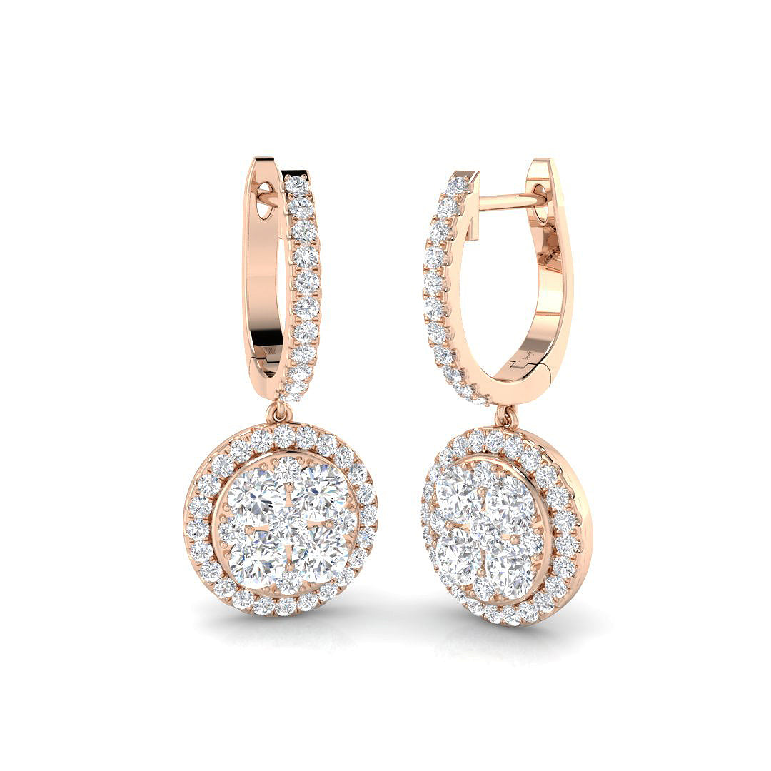 Elegance Dashy 1.5ct Gold Drop & Trilogy Diamond Earrings