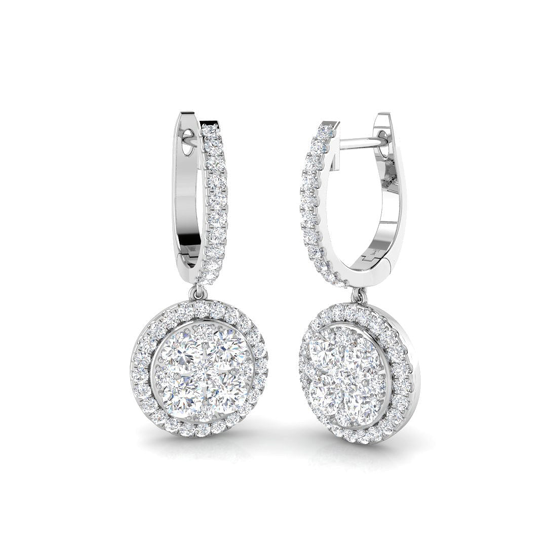 Elegance Dashy 1.5ct Gold Drop & Trilogy Diamond Earrings