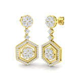 Truoy 1.75ct Gold Drop & Trilogy Diamond Earrings - Luxury Jewelry