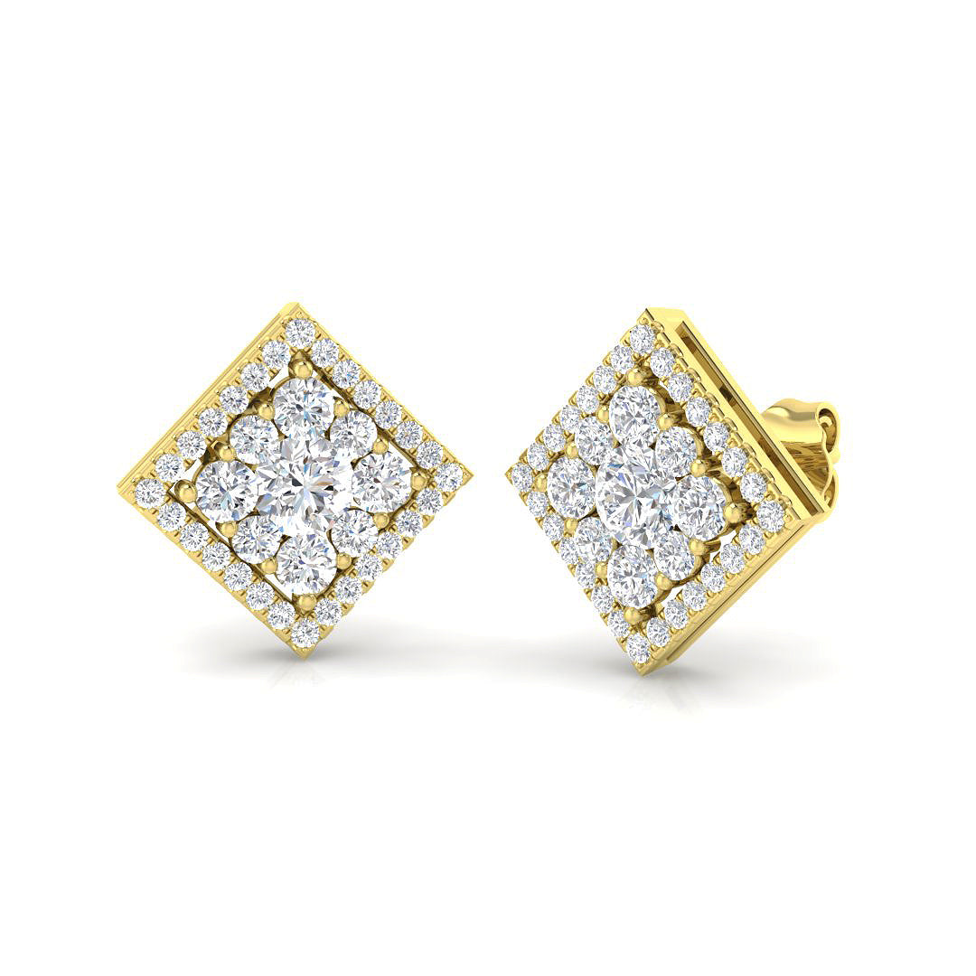 Trupy 1.5ct Gold Cluster Diamond Earrings - Elegant Luxury Jewelry