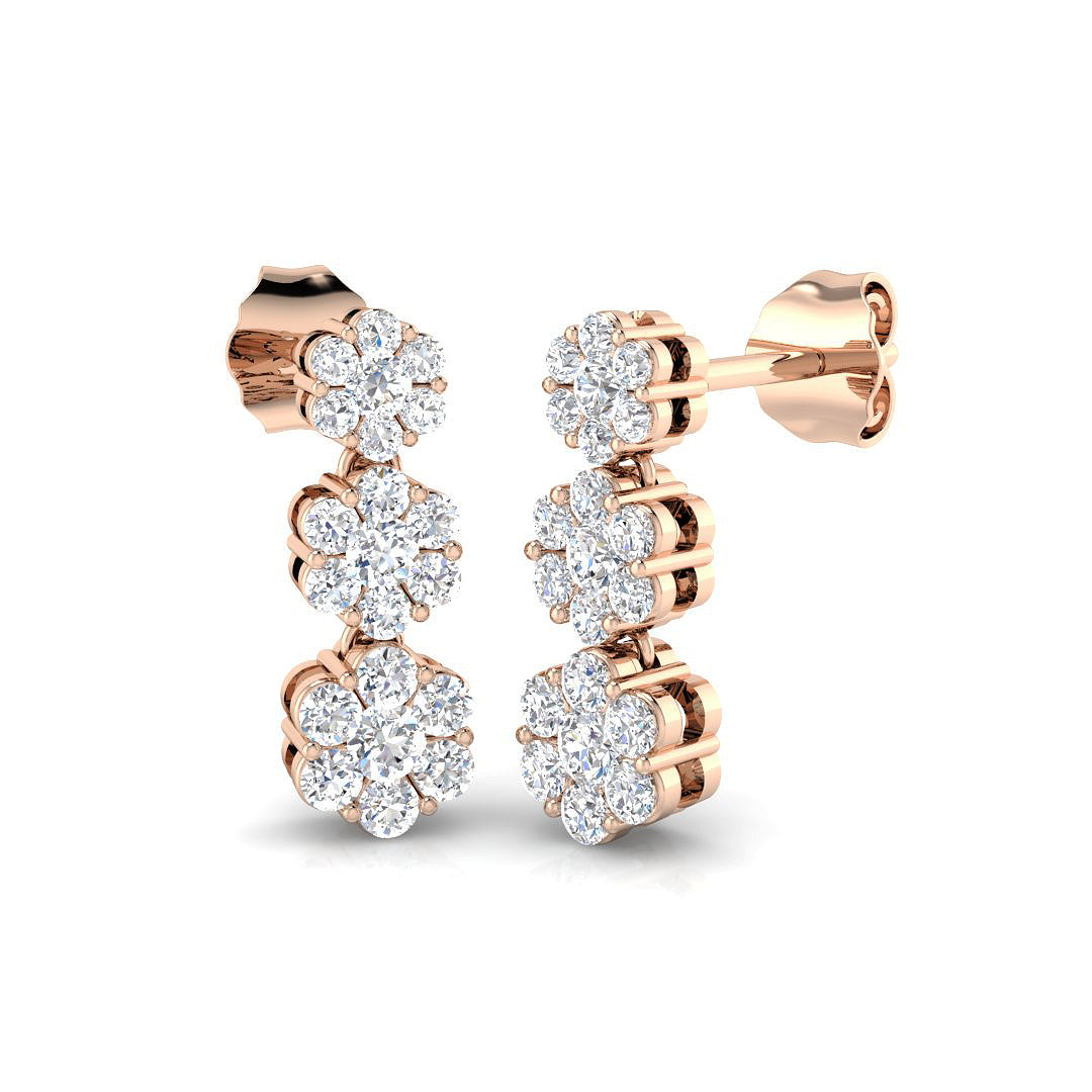 Elegant Bindi 0.5ct Gold Drop & Trilogy Diamond Earrings