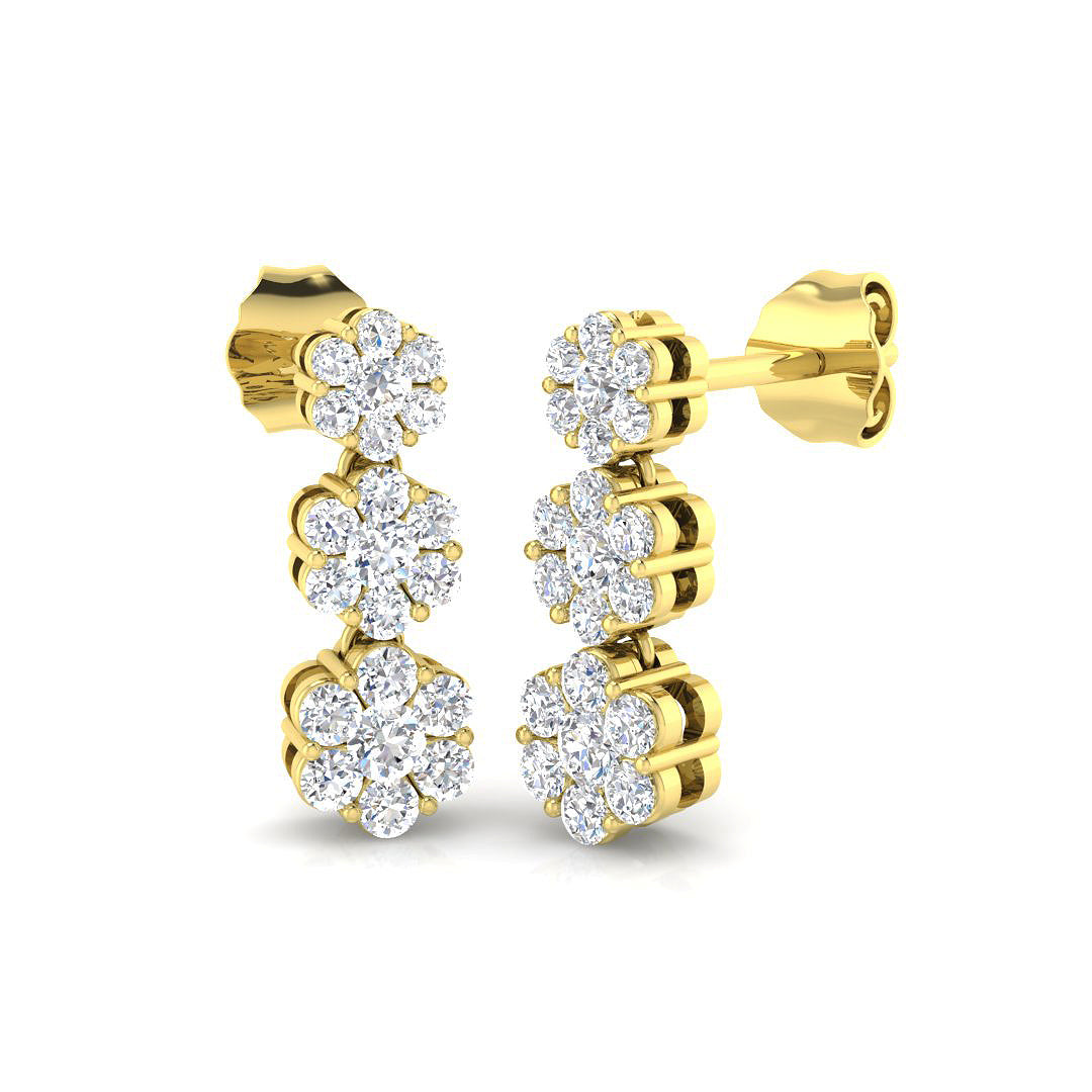 Elegant Bindi 0.5ct Gold Drop & Trilogy Diamond Earrings