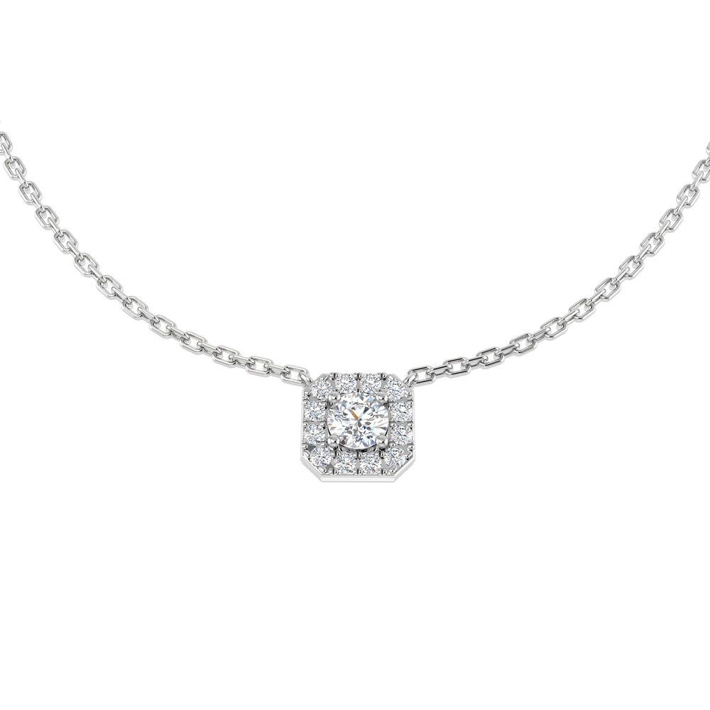 Banco Cluster Diamond Necklace 0.3ct Gold Platinum