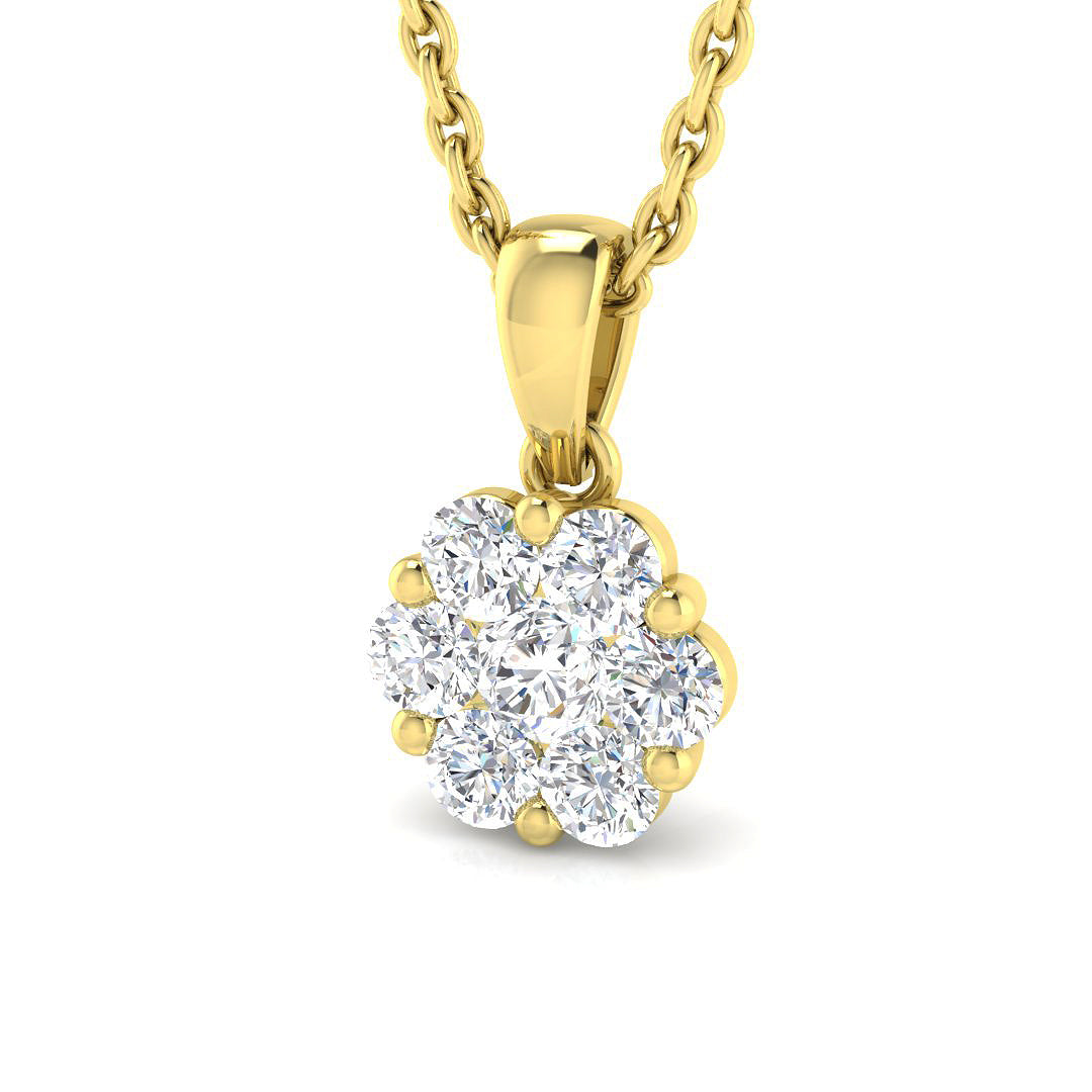 Sara Cluster Pendant 0.25ct Diamond Gold (Without Chain )