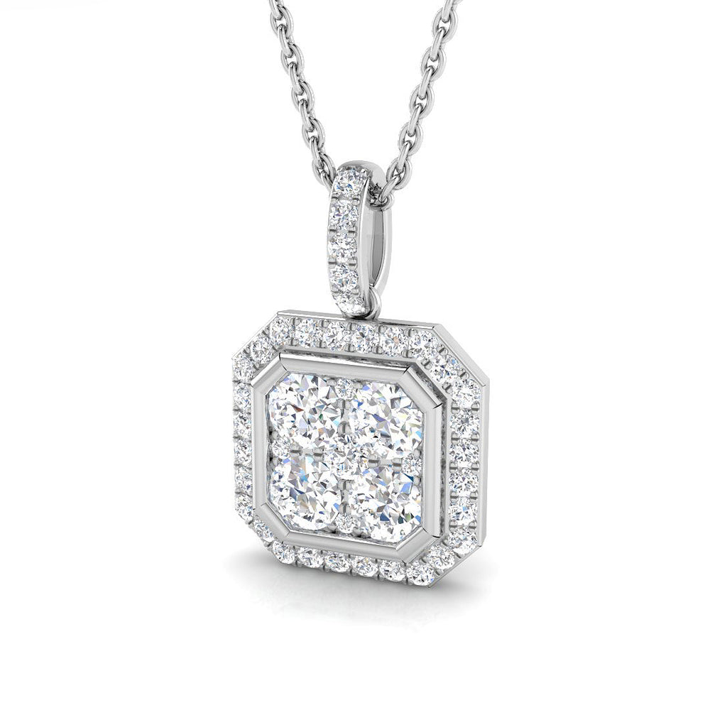Jade Diamond Cluster Pendant 0.75ct Gold (Without Chain )