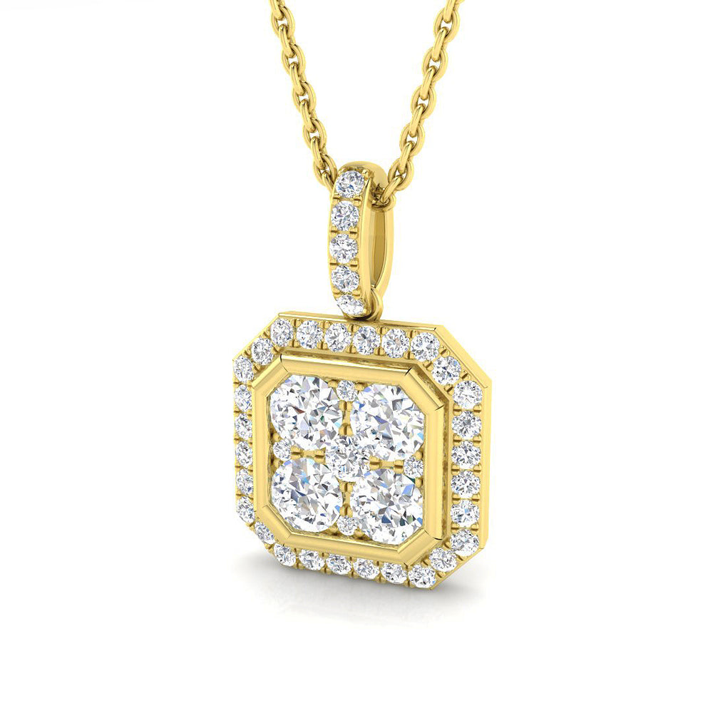 Jade Diamond Cluster Pendant 0.75ct Gold (Without Chain )