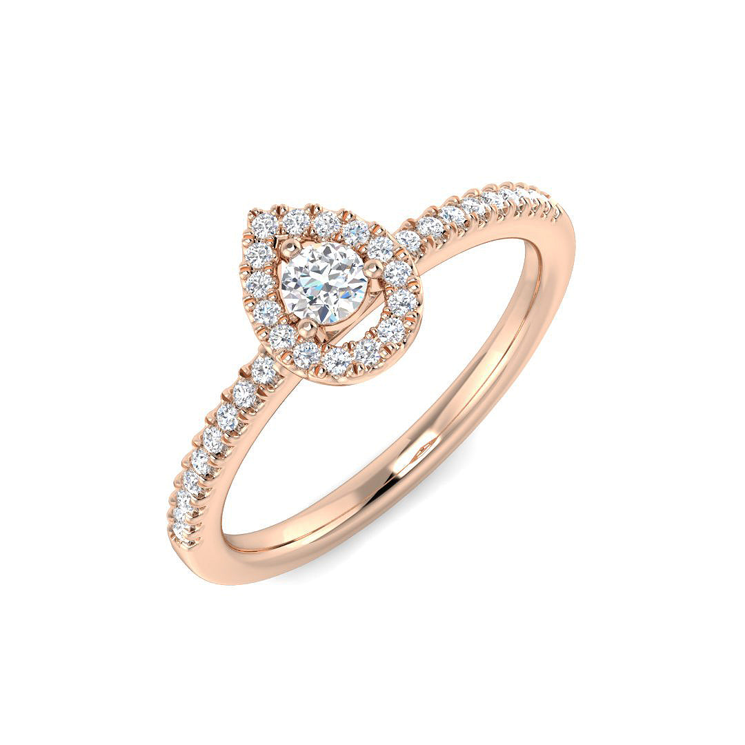 Natural Pear & Round Cut Diamond  Halo Engagement Ring