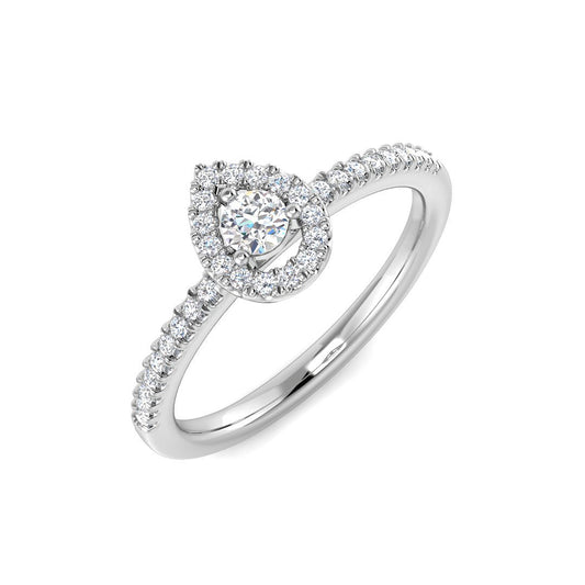 Natural Pear & Round Cut Diamond  Halo Engagement Ring