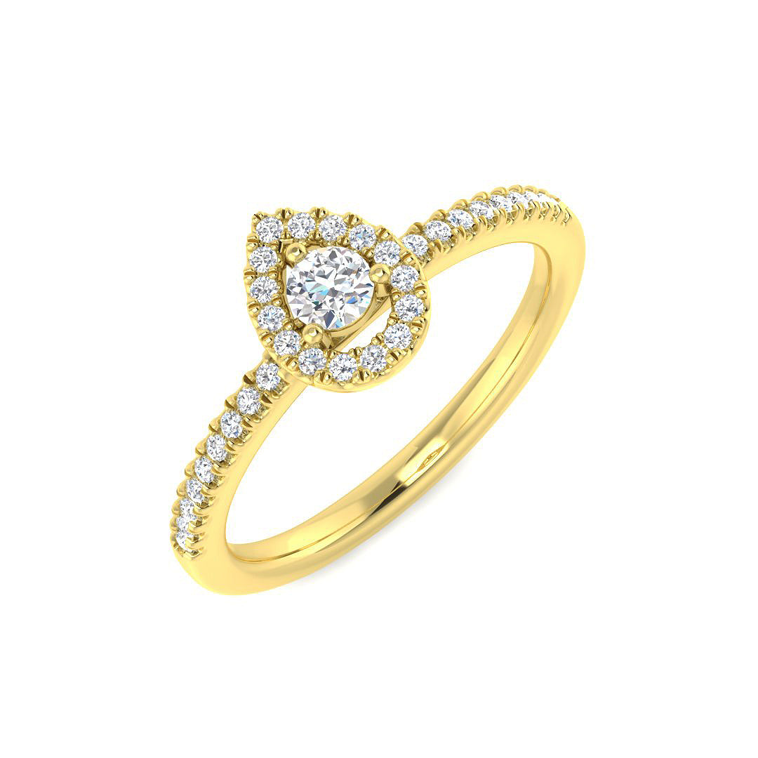 Natural Pear & Round Cut Diamond  Halo Engagement Ring