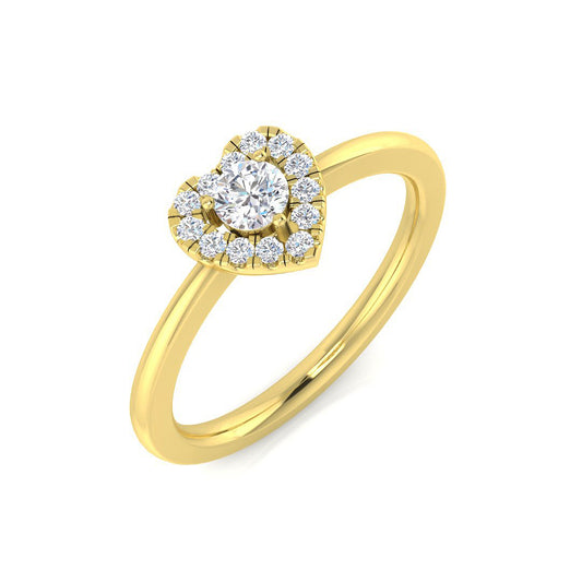 Natural Round Cut Diamond Halo Engagement Heart Shape Ring
