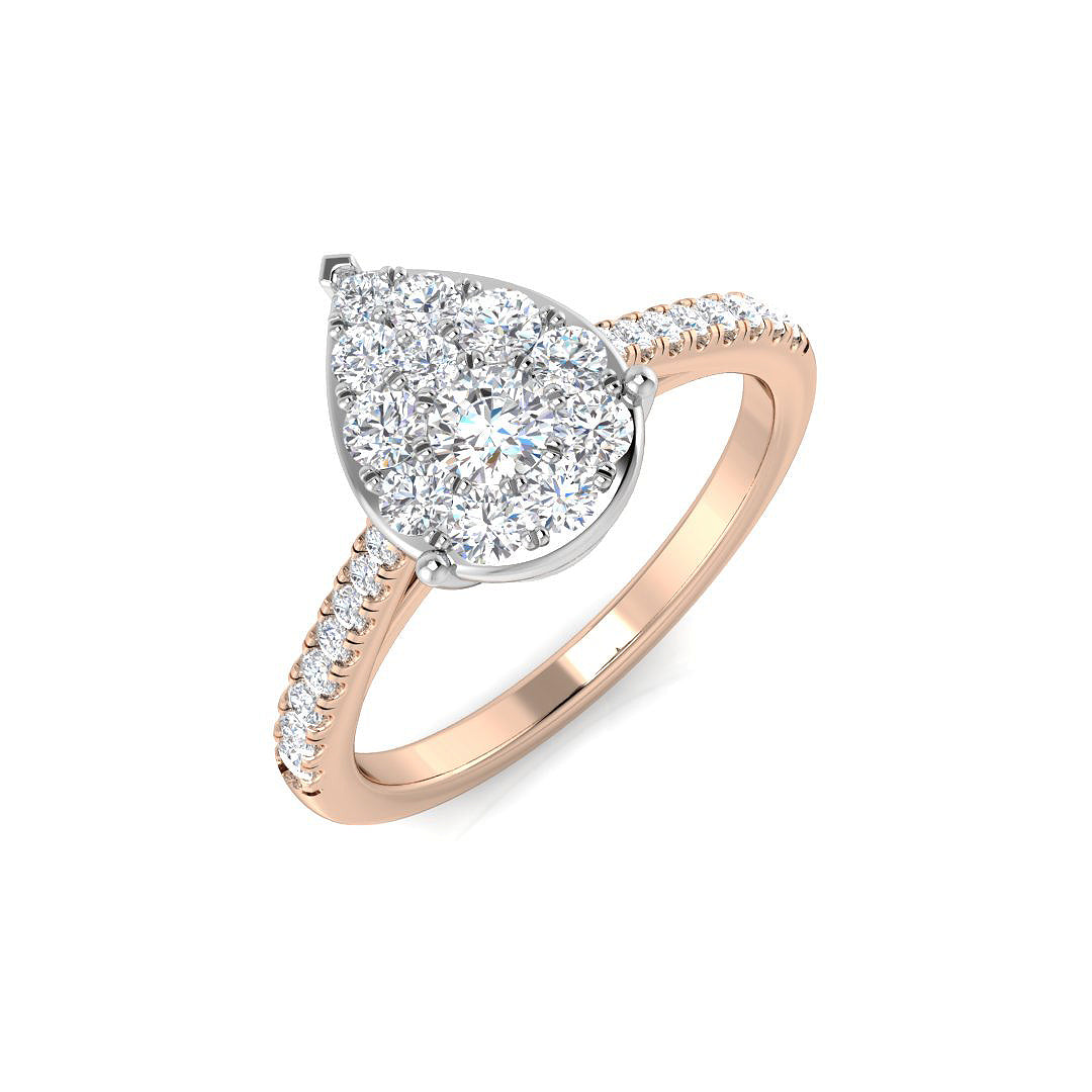 Luxury Round Diamond Cluster Ring 0.5ct with Pavé Band UK