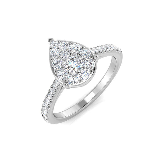 Natural Round Cut Diamond Cluster Engagement Ring
