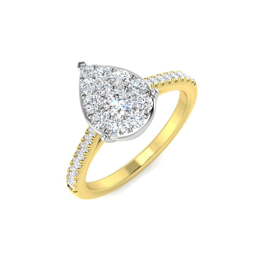 Luxury Round Diamond Cluster Ring 0.5ct with Pavé Band UK