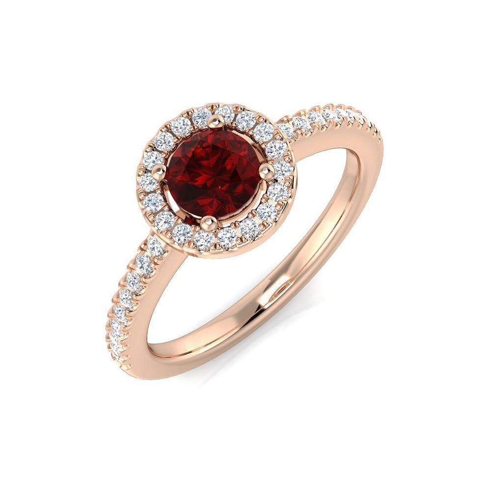 Round Ruby Halo Ring