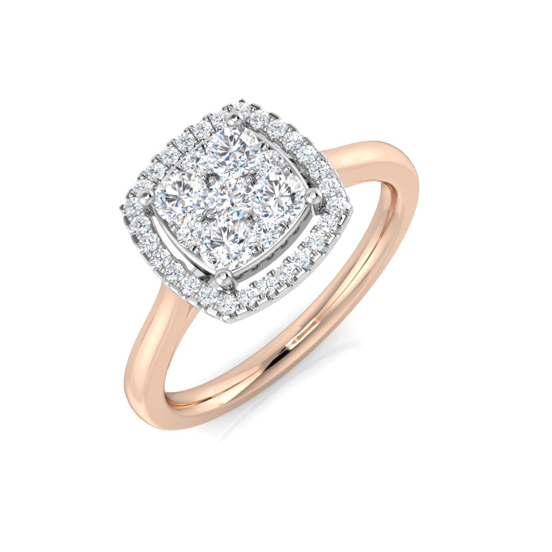 Cluster Halo Diamond Ring 0.50ct | Round Diamonds | UK Hallmarked