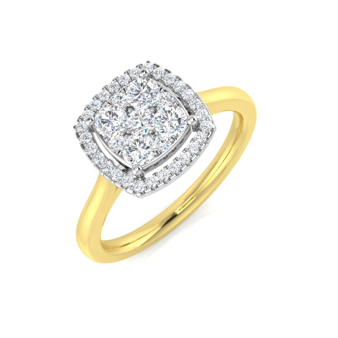 Cluster Halo Diamond Ring 0.50ct | Round Diamonds | UK Hallmarked