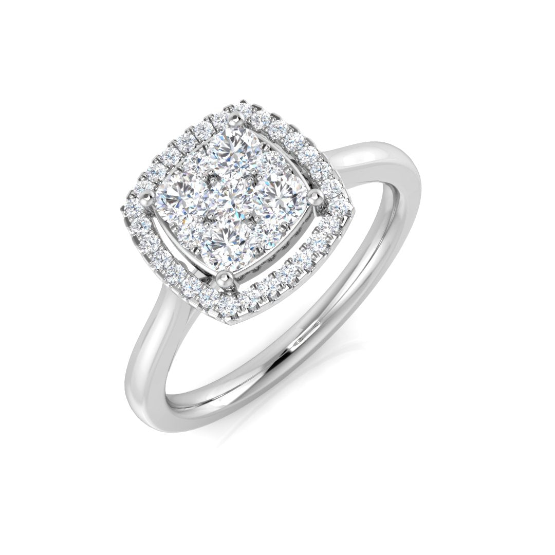Cluster Halo Diamond Ring 0.50ct | Round Diamonds | UK Hallmarked