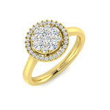 Round Cluster Double Halo Diamond Ring 0.50ct | UK Hallmarked