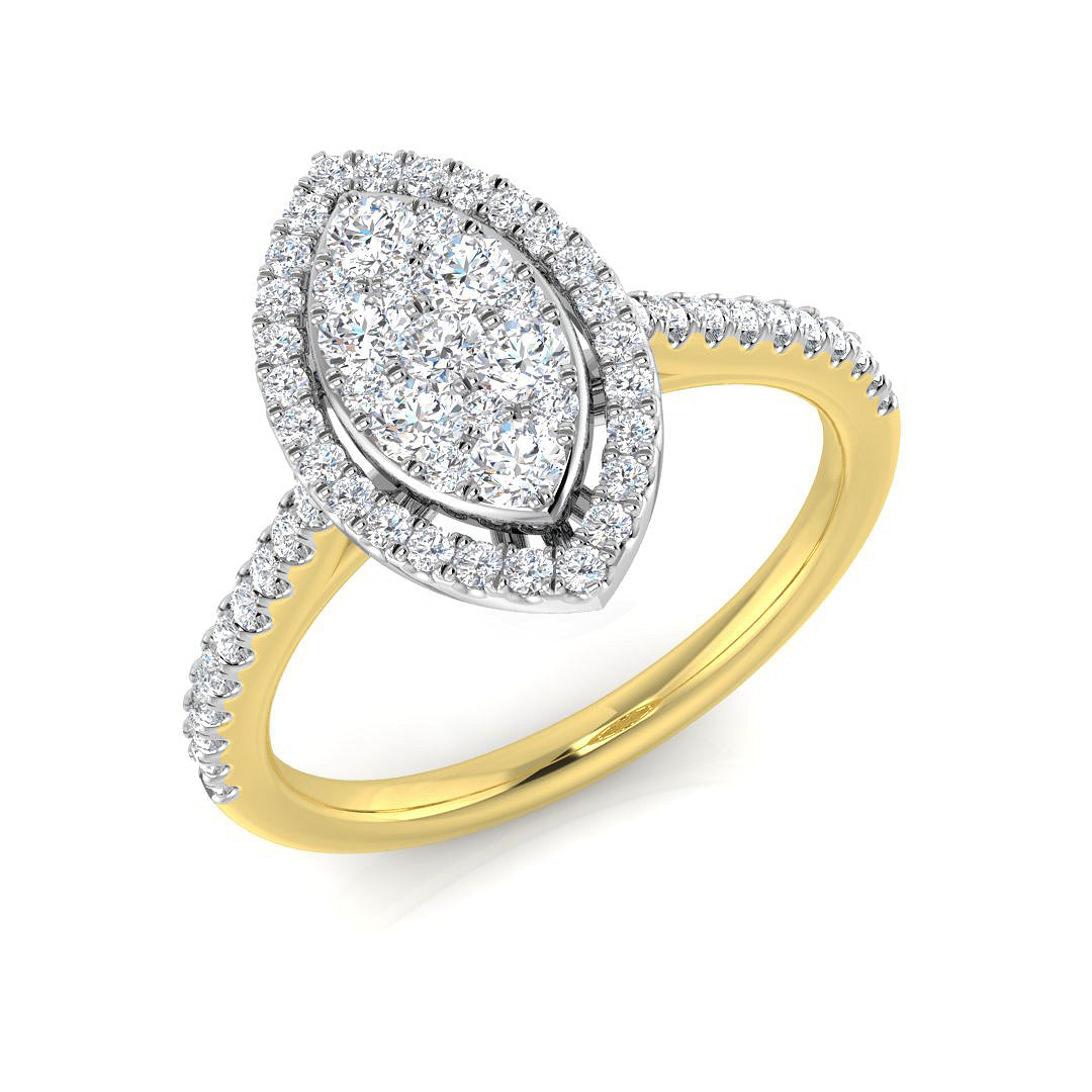 Natural Round Cut Diamond 0.51ct Cluster Engagement Ring